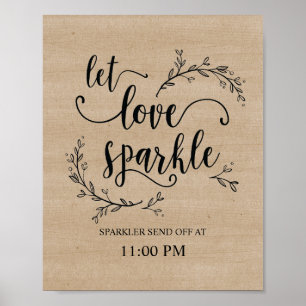 Póster Boda de Vines Rusticos Sparkler envía poster de se