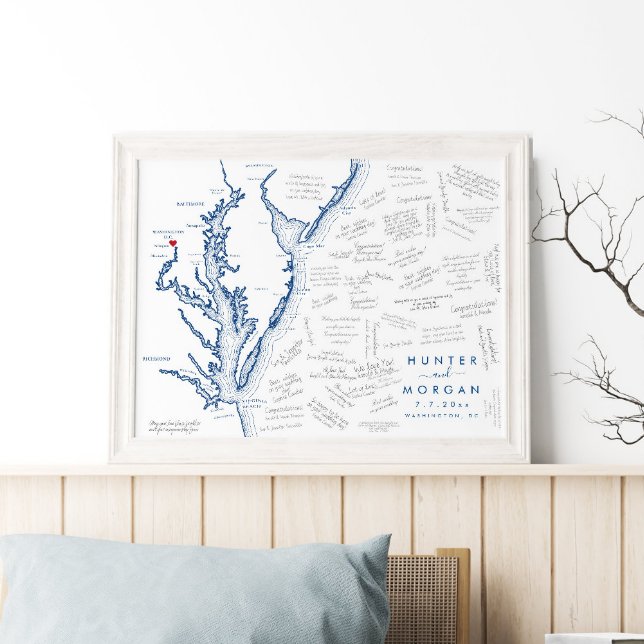 Póster Boda de Washington DC Poster del libro de invitado (This Washington DC wedding guest book poster is perfect for your Chesapeake Bay Wedding)