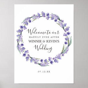 Póster Boda de Wreath de Lavender Purple