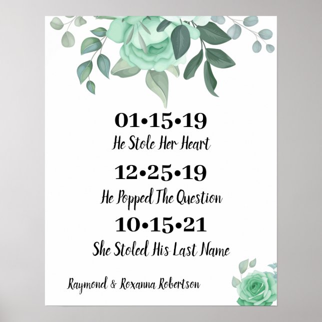 Póster Boda del Día del Rosa Verde (Frente)