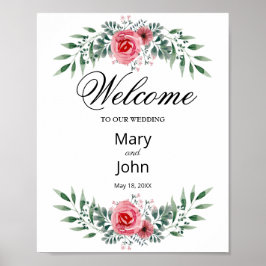 Póster Boda del follaje acuático rosa rosa rosa rosa rosa