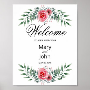 Póster Boda del follaje acuático rosa rosa rosa rosa rosa