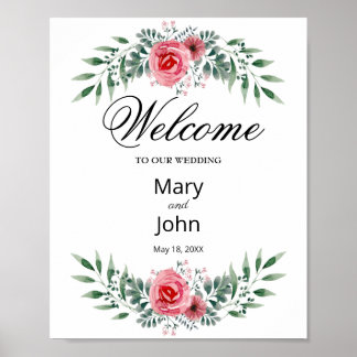 Póster Boda del follaje acuático rosa rosa rosa rosa rosa