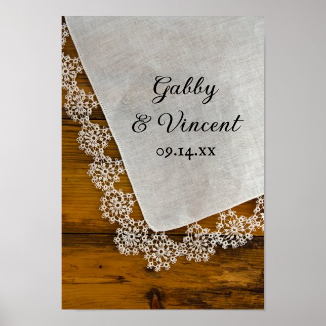 Póster Boda del granero de encaje campestre (Frente)