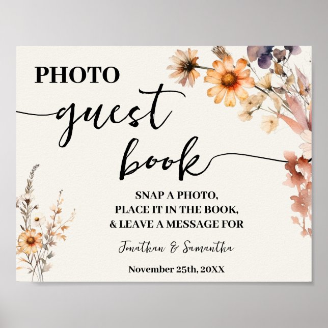 Póster Boda del libro de invitados de la foto Bridal Autu (Frente)