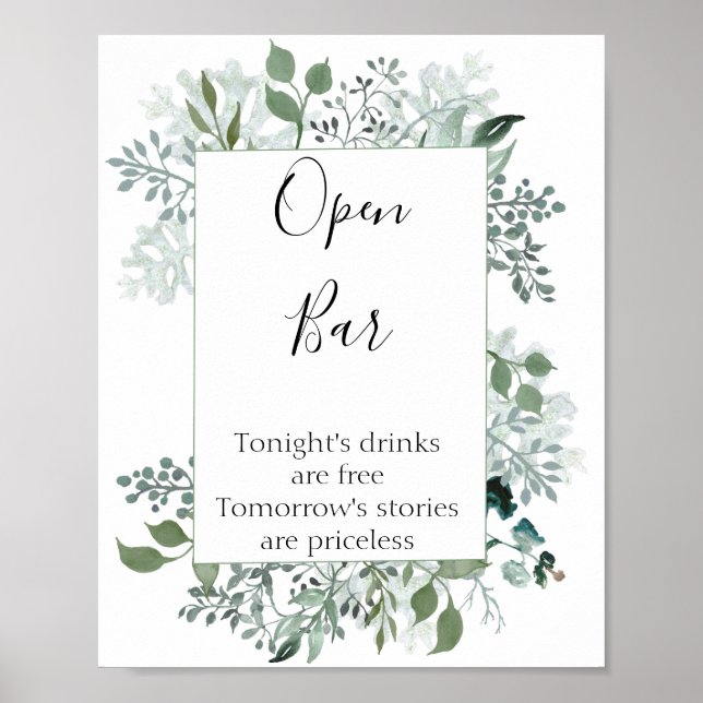 Póster Boda del marco de la vegetación botánica de la bar (Frente)