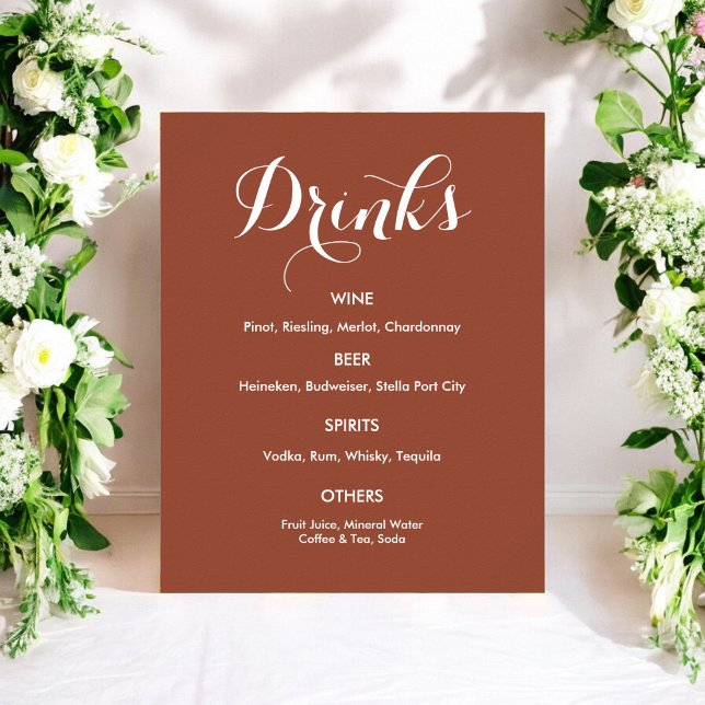 Póster Boda del menú Bebidas Blanco marrón (Subido por el creador)