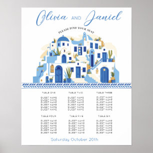 Póster Boda del plan de asientos de Santorini Table 6