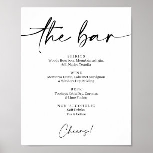 Póster Boda del Poster de la lista de barras de alcohol m