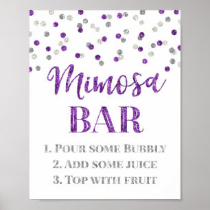 Póster Boda del Rótulo de bar Mimosa de color morado plat