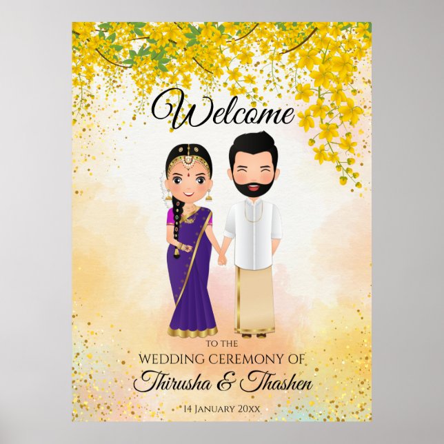 Póster Boda del sur de la India Tamil Telugu (Frente)