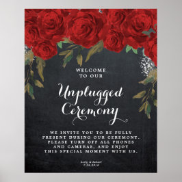 Póster boda desenchufado de la ceremonia signo de rosas r