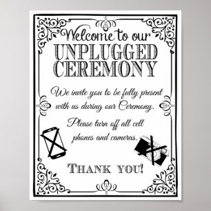 Póster boda desenchufado de signo boda