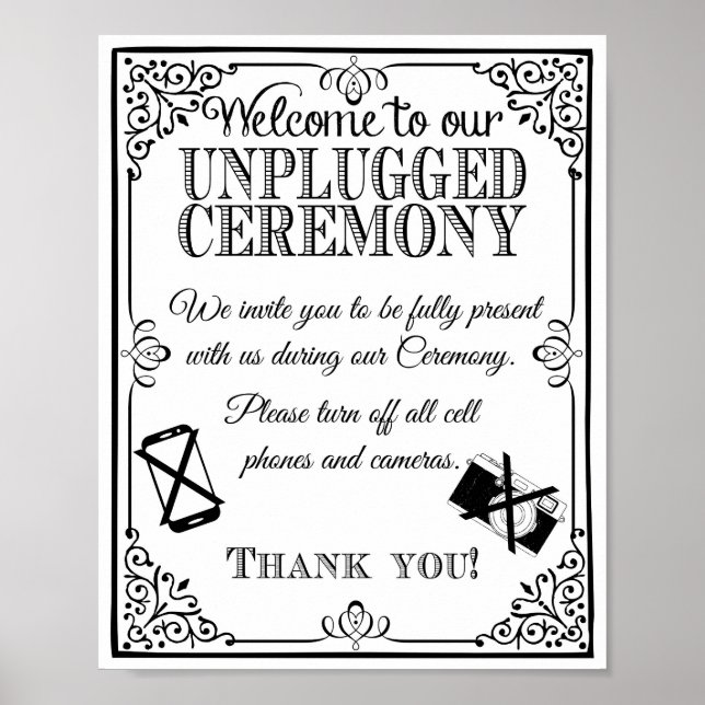 Póster boda desenchufado de signo boda (Frente)