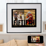 Póster Boda dorado 2 foto 50 aniversario de la modernidad<br><div class="desc">Sube 2 de tus fotos favoritas y crea tu propio poster de 50 años de boda. Puede personalizar con sus nombres y fecha de boda y la plantilla de fotos está configurada para que cargue sus dos imágenes. El diseño presenta una tipografía moderna de gran tamaño y escritura de pincel...</div>