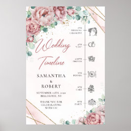 Póster Boda dorado del eucalipto floral de boho