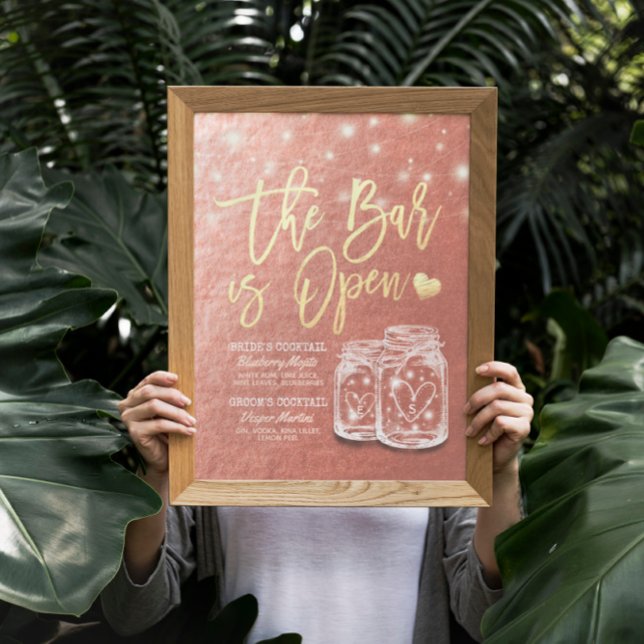 Póster Boda El bar es un menú de bebidas abierto Mason Ja (Subido por el creador)