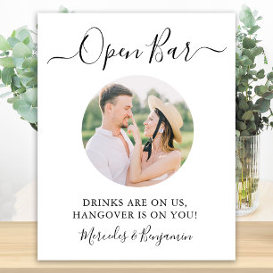 Póster Boda elegante con barra abierta y foto personaliza
