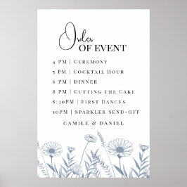 Póster Boda elegante de flores silvestres vincapervinca