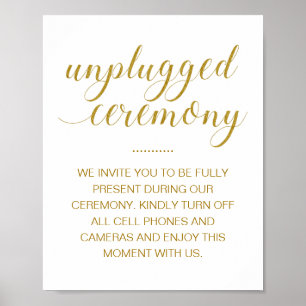 Póster Boda elegante de guión dorado de ceremonia descone