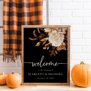 Póster Boda elegante de hojas de otoño