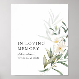 Póster Boda elegante de magnolias verdes en memoria amoro