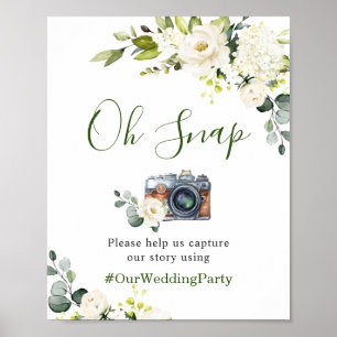 Póster Boda Elegante Eucalyptus White Roses