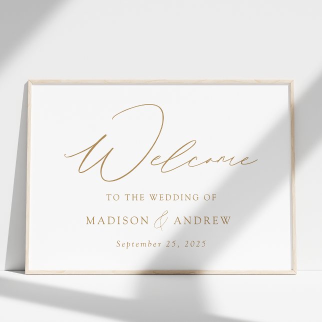 Póster Boda elegante moderna con escritura en oro Bienven (Subido por el creador)