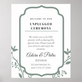 Póster Boda elegante verde y blanca