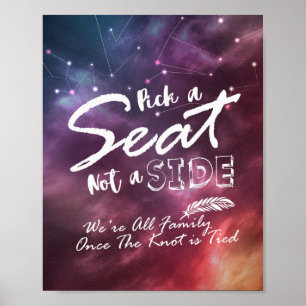 Póster Boda Elige Un Asiento No Un Lado Estrellas Galaxia