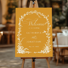 Póster Boda en el jardín del arco botánico Bienvenida ámb