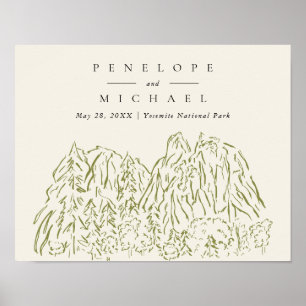 Póster Boda en la montaña del Parque Nacional Yosemite