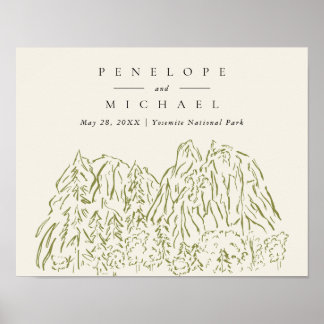 Póster Boda en la montaña del Parque Nacional Yosemite