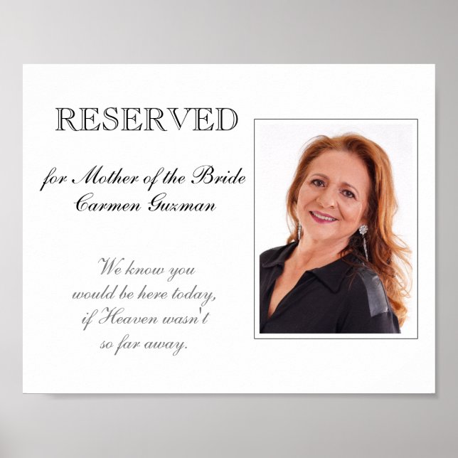 Póster Boda en memoria de la madre de la novia reservada (Frente)
