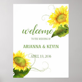 Póster Boda en viñedo con girasoles en acuarela