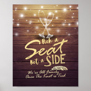 Póster Boda Escoge Un Asiento, No Un Vaso De Champagne La