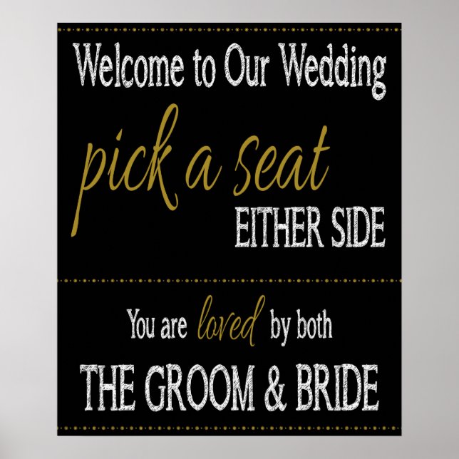 Póster Boda - Escoja un asiento, a ambos lados. (Frente)