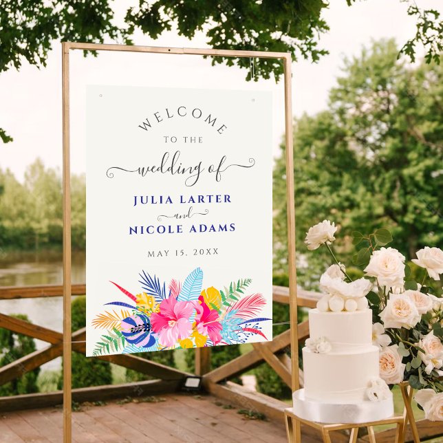 Póster Boda Evergreen de la selva de lluvia salvaje rosa  (Subido por el creador)