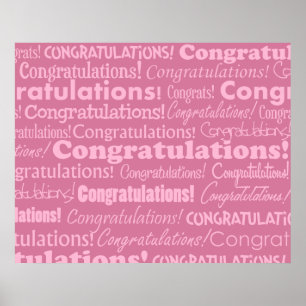 Póster Boda Felicitaciones En Poster Rosa