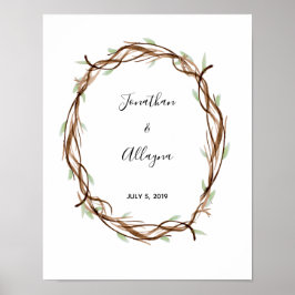 Póster Boda Fingerprint Wreath Guest Book Alternativo