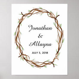 Póster Boda Fingerprint Wreath Guest Book Alternativo