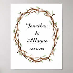 Póster Boda Fingerprint Wreath Guest Book Alternativo