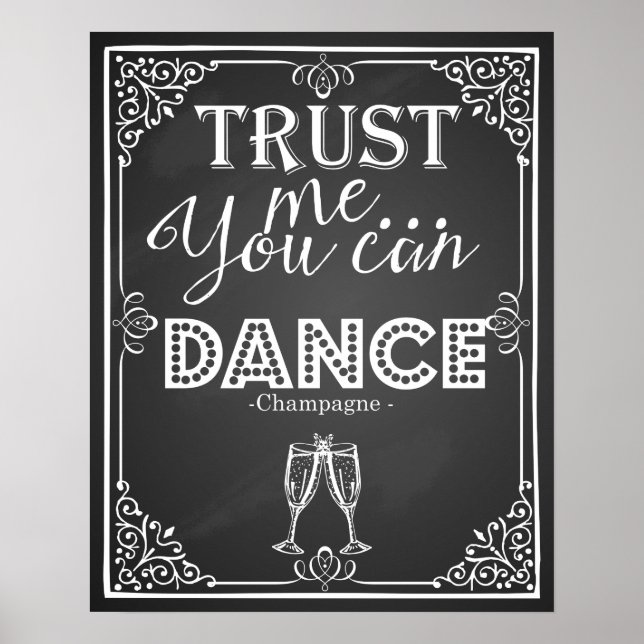 Póster boda firma créeme que puedes bailar champagne (Frente)