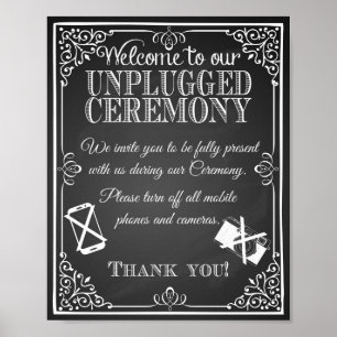 Póster Boda firma pizarra "ceremonia desconectada"