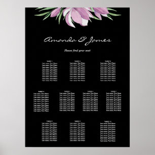 Póster Boda floral 10 Tabla de asientos