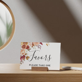 Póster Boda floral acuarela de otoño favorece el Rótulo