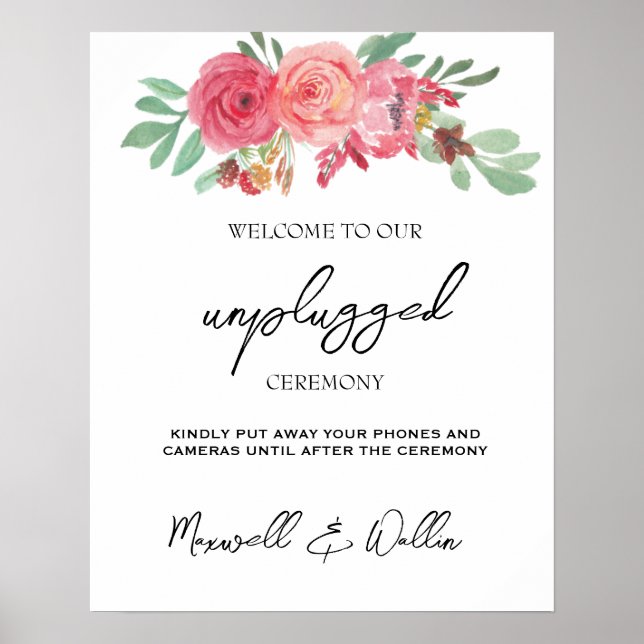 Póster Boda floral acuarela de verano (Frente)