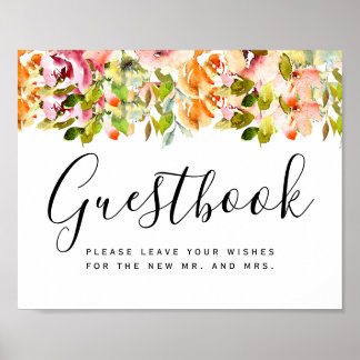 Póster Boda floral acuarela de verano