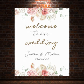 Póster Boda floral acuarela de verano