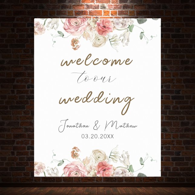 Póster Boda floral acuarela de verano (Summer Garden Watercolour Floral Wedding Poster
)